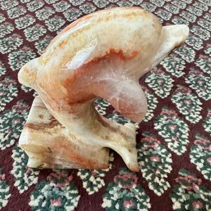 Aviva Stanoff Hand-carved Onyx Stone Dolphin sculpture